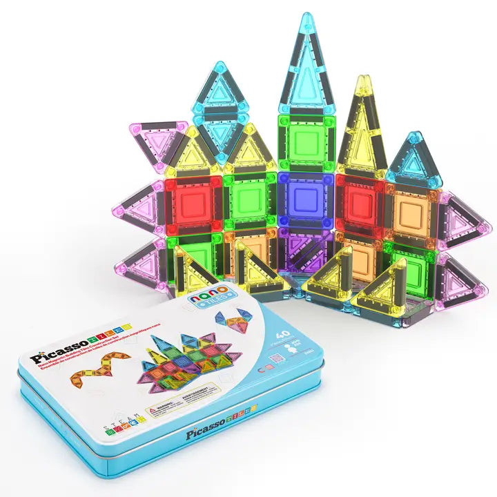 PicassoTiles 40pc Nano Magnetic Construction Travel Set