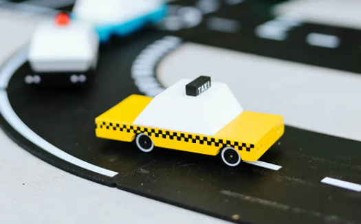 Candycar Yellow Taxi - Wooden Toy Car