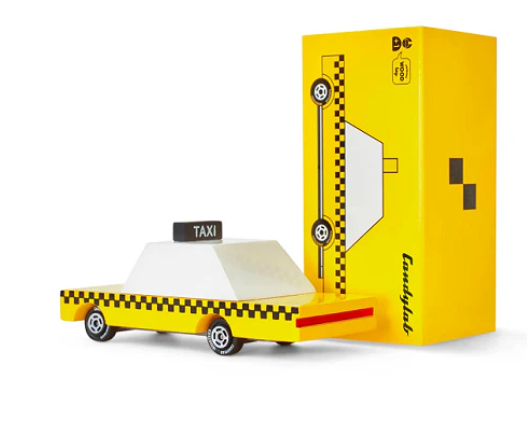 Candycar Yellow Taxi - Wooden Toy Car