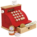 Retro Wooden Cash Register & Play Money Set Pretend Shop Toy
