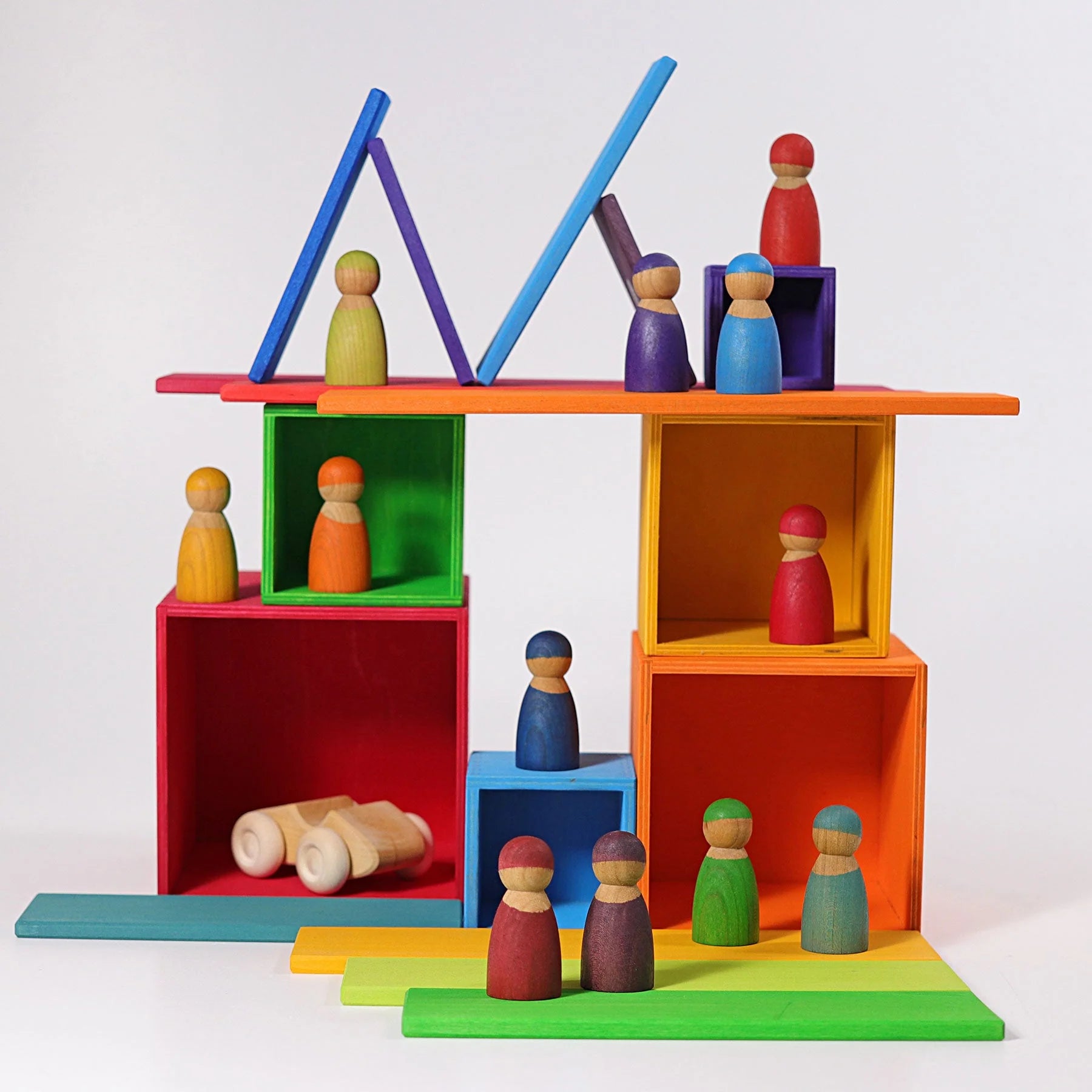 Large Multicoloured Wooden Stacking Boxes