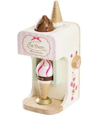 Wooden Ice Cream Machine & Play Food Cones - Pretend Dessert Toy