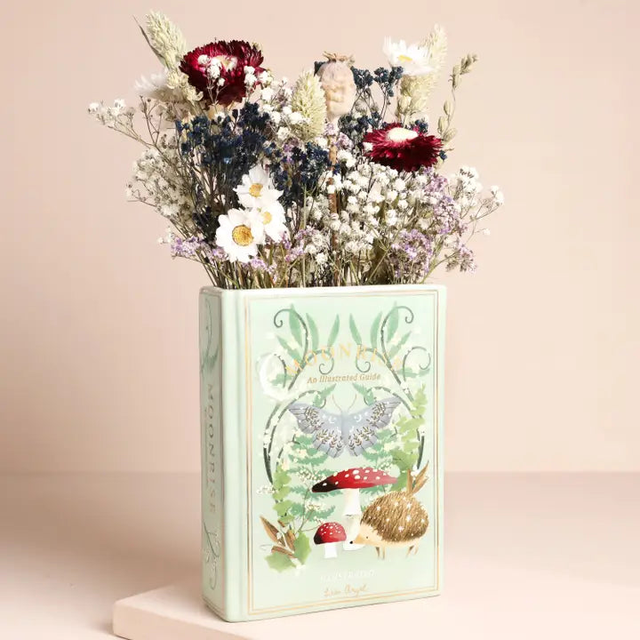 Ceramic Moonrise Woodland Book Vase – Decorative Novel-Shaped Vase