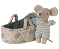 Maileg Baby mouse in carry cot