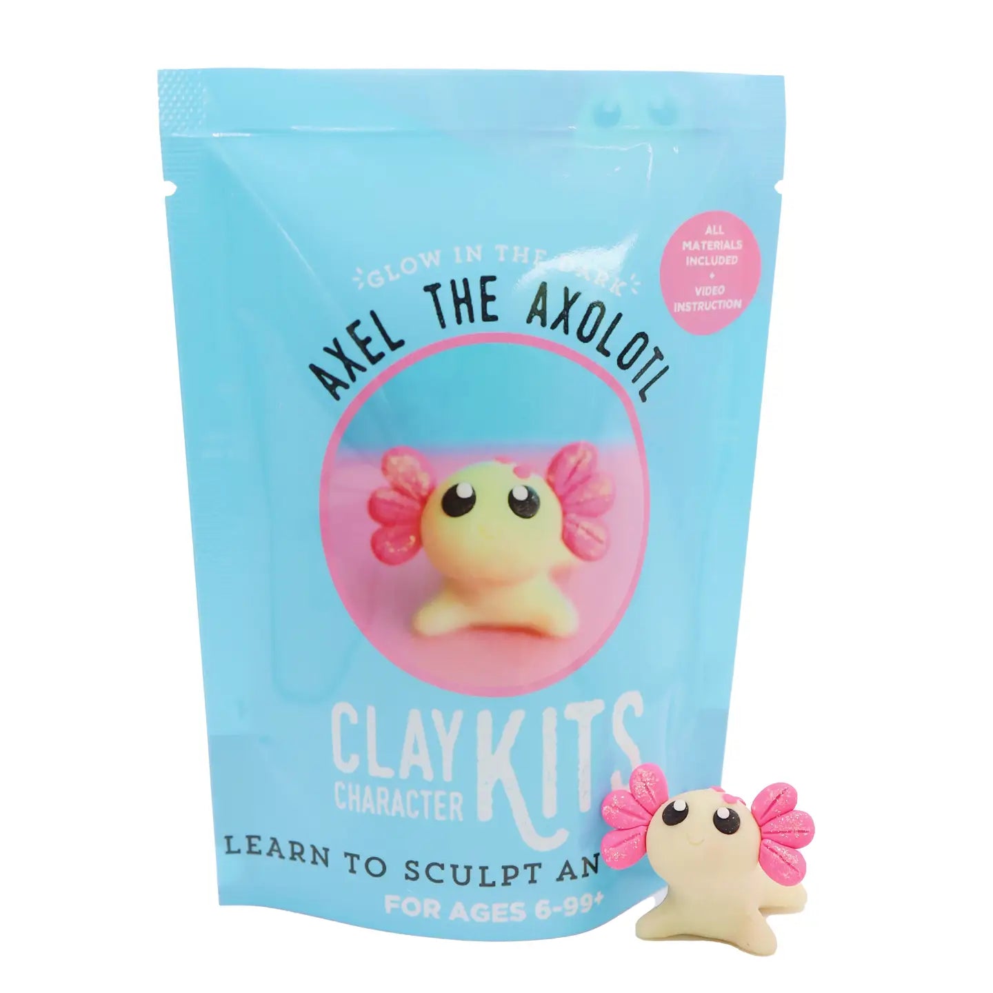Axel the Axolotl DIY Polymer Clay Kit | Glow-in-the-Dark Figurine