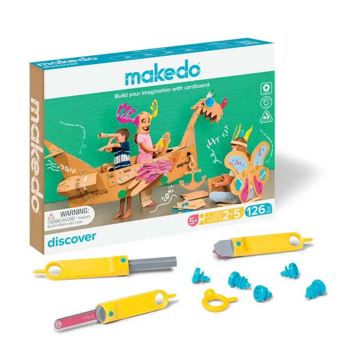 Discover Kit | Makedo Cardboard Construction Set – 126 Pieces