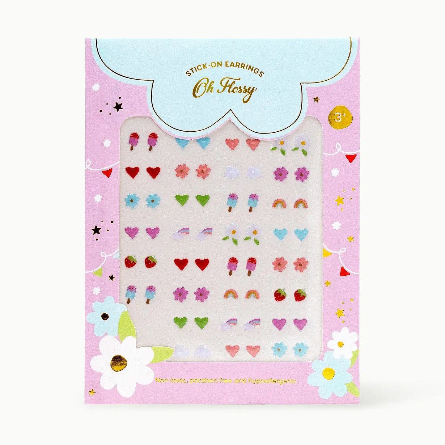 Oh Flossy Kids Stick-On Earrings | 30 Fun & Colourful Designs