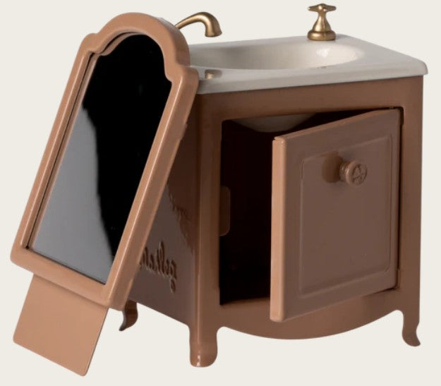 Maileg Sink dresser, mouse - dark powder