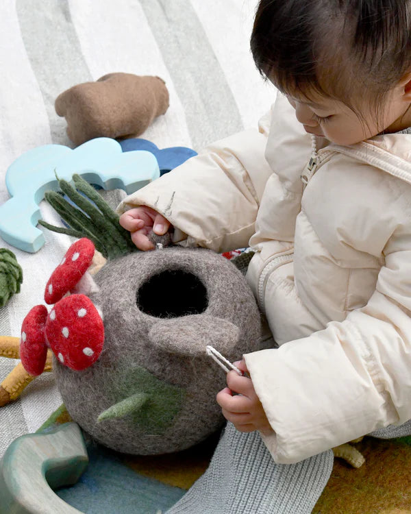 Felt Fairy Toadstool House with Rabbit Toy