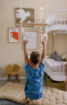 Trapeze with Rings - Beechwood & Birchwood Kids Swing