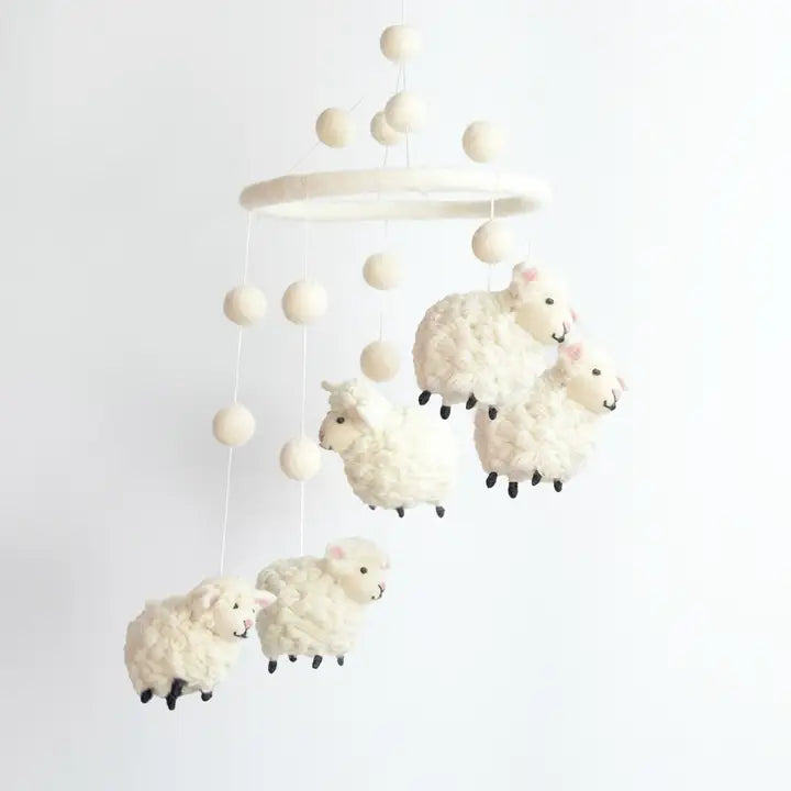 White Sheep Baby Mobile