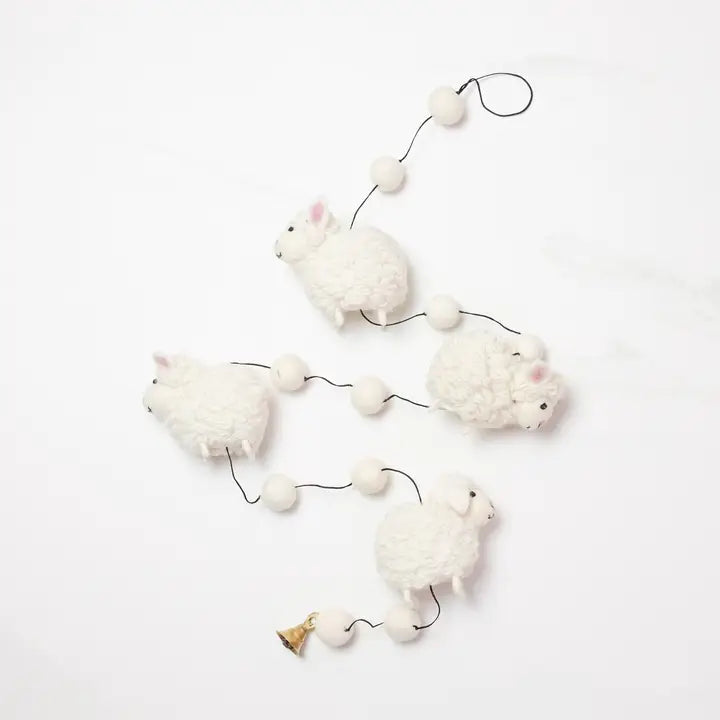 Felt White Sheep Garland