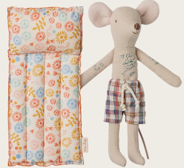 Maileg Beach Mouse with Air Mattress, Dad - Flower