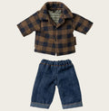 Maileg Brown Checked Shirt and Pants, Dad Mouse