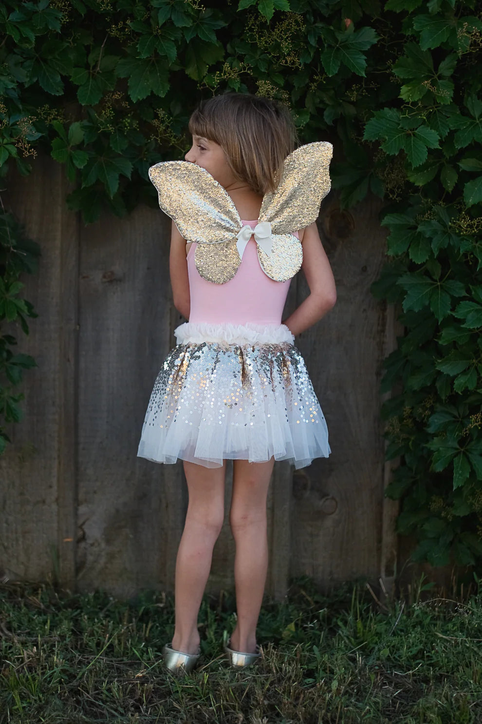 Gold Sequins Skirt, Wings, & Wand