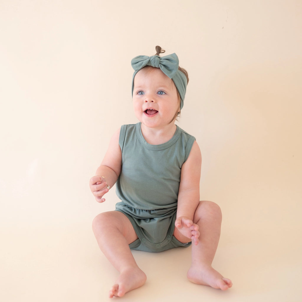 Organic Cotton Baby Knot Headband - Basil Green