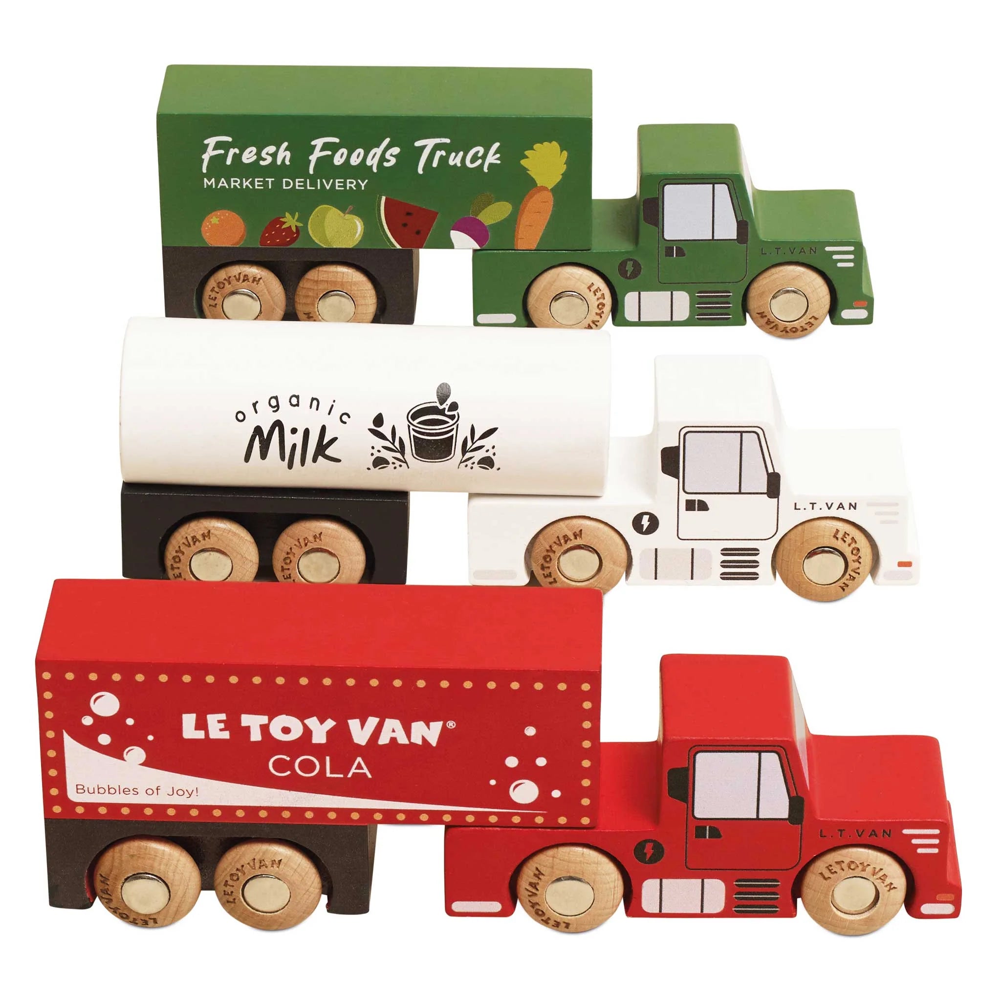 Wooden Transport Trailer Trucks Set