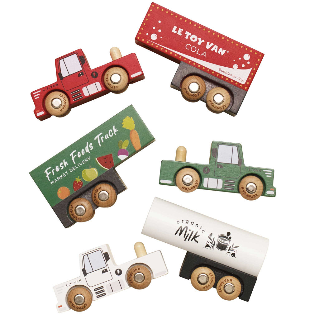 Wooden Transport Trailer Trucks Set