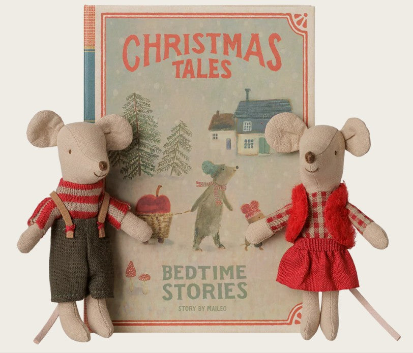 PREORDER Maileg Christmas Twin Mice, Little Sister and Brother in Book