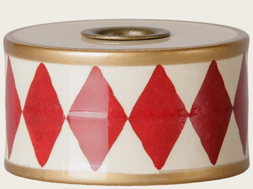 PREORDER Maileg Candle Holder, Drum (Red/Off-white)