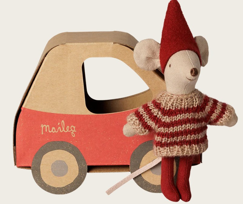 PREORDER Maileg Christmas Mouse, Little Sister in Car Box