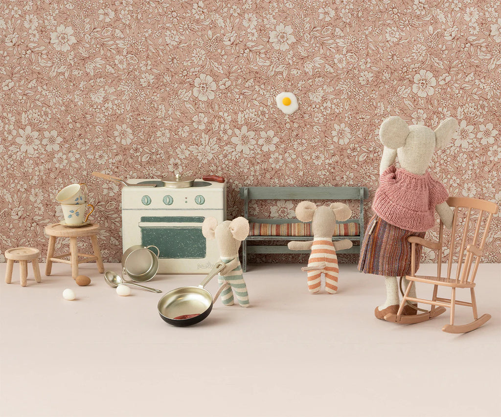 Maileg rocking chair, mouse - dark powder pink