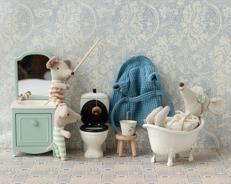 Maileg Bathrobe, Dad Mouse - Dusty Blue