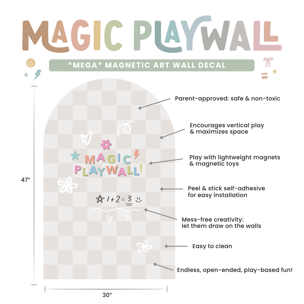 Mega Magic Playwall - Arch Magnetic Wall Decal (Neutral Check)