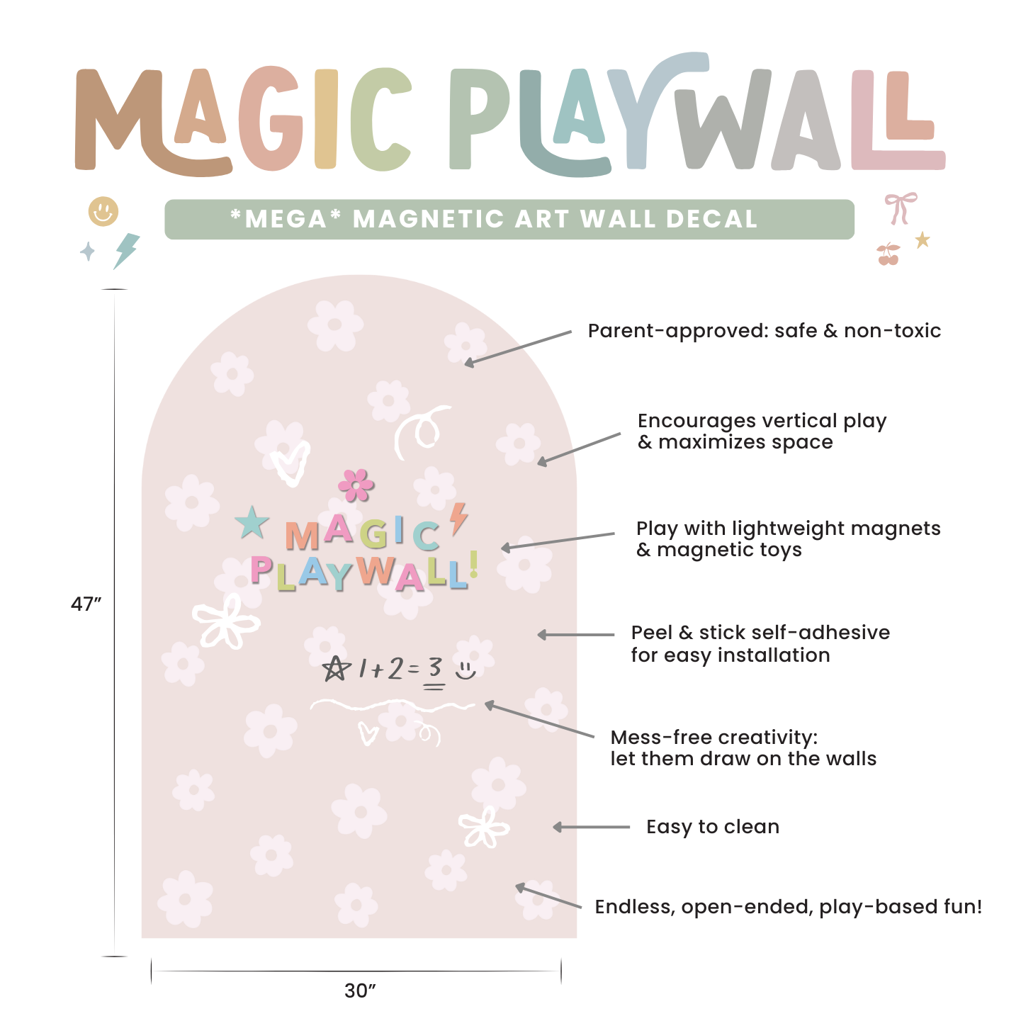 Mega Magic Playwall - Arch Magnetic Wall Decal (Daisy)