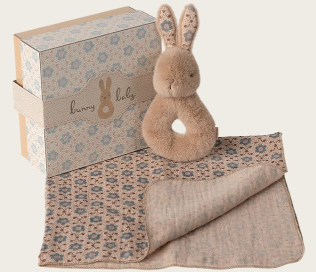 Maileg Rabbit Rattle Set - Cream Peach