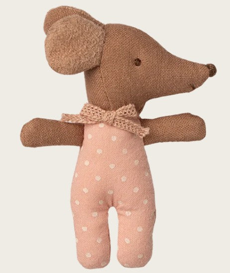 Maileg Sleepy Wakey Baby Mouse in Matchbox - Rose