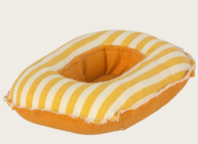 Maileg Small Rubber Boat, Mouse - Yellow Stripe