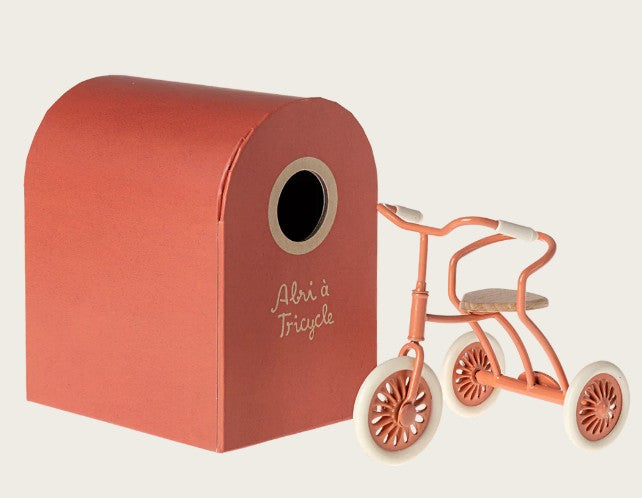 Maileg Abri a Tricycle, Mouse - Coral