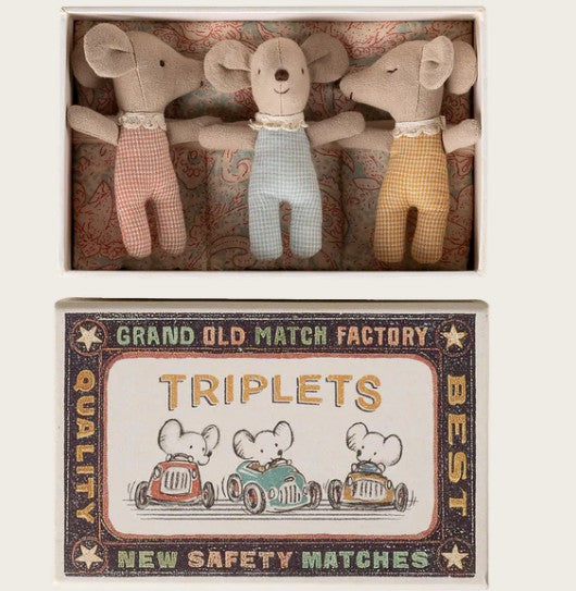 Maileg Triplets Baby Mice in Matchbox