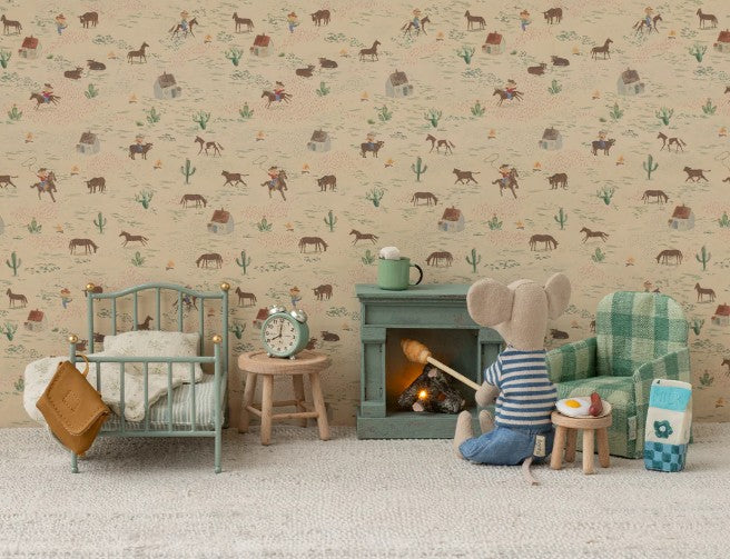 Maileg Vintage Single Bed, Mouse - Mint