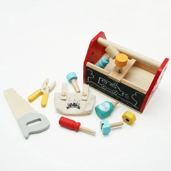 Wooden pretend play toolbox kit