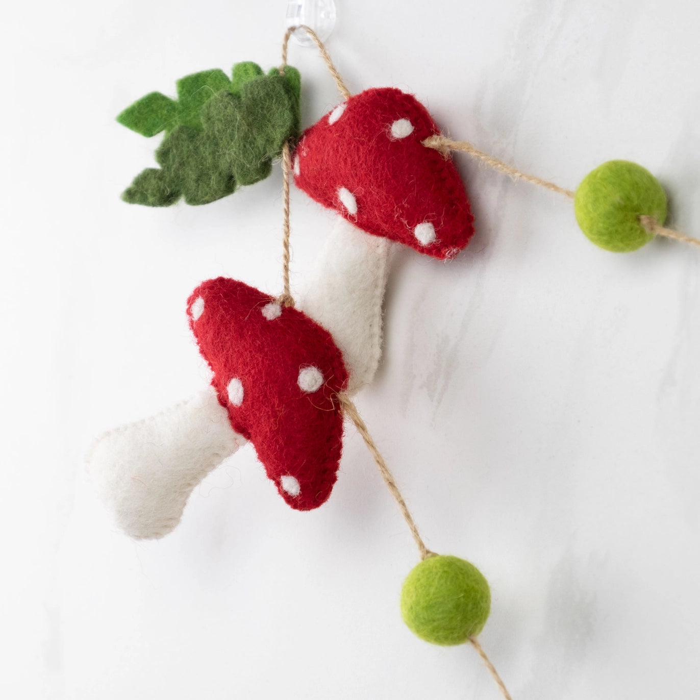 Felt Mushroom Garland - Red